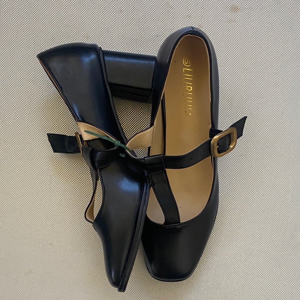 Elegant Black T-Strap Heels by - Picture 4 of 4
